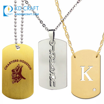 Collier personnalisé de dogtags militaires de luxe d&#39;armée de sublimation gravée par sublimation d&#39;acier inoxydable de métal blanc personnalisé avec la chaîne de boule